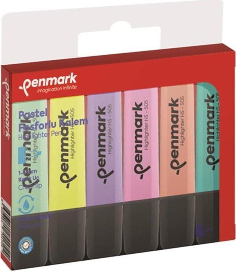 Fosforlu Kalem 6 Lı Karışık Renk Pastel HS 505 6P