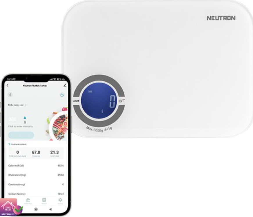 Neutron Note App Neutron Akıllı Kalori Ölçebilen Dijital Hassas Terazi Mutfak Tartısı ...