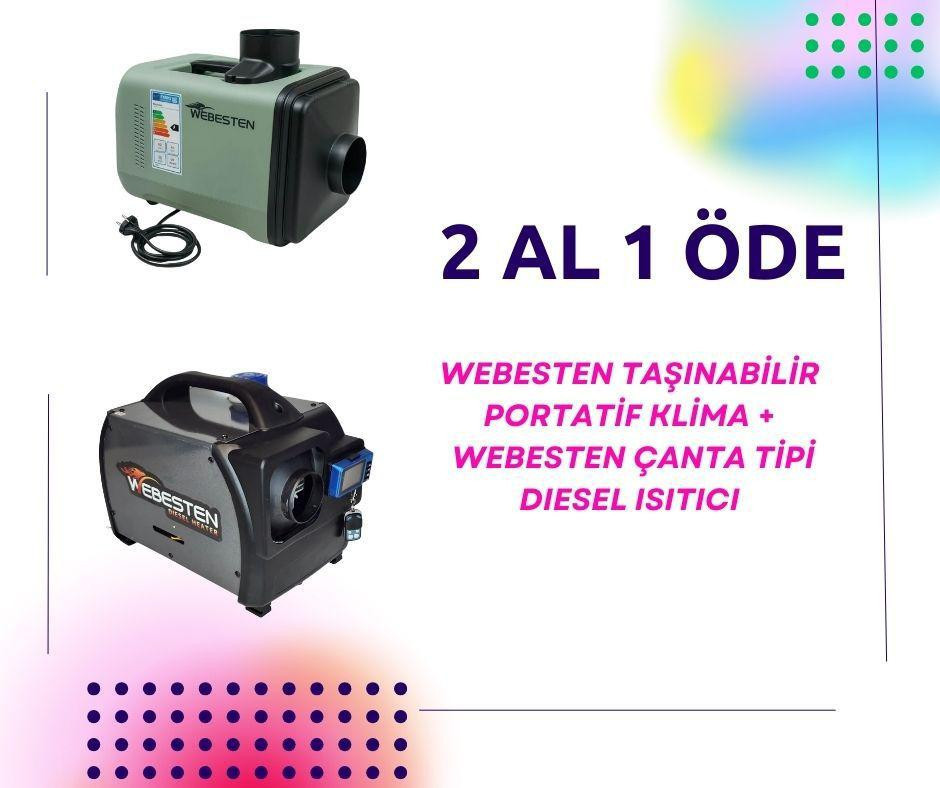 WEBESTEN Taşınabilir Portatif Klima+ Çanta Tipi Dizel Isıtıcı ikili set ...